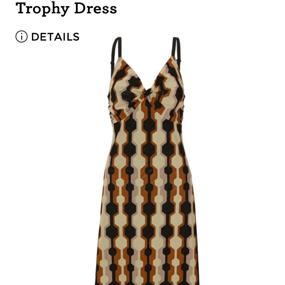 CAbi Geometric Print Midi Dress - Black, Brown, Cream